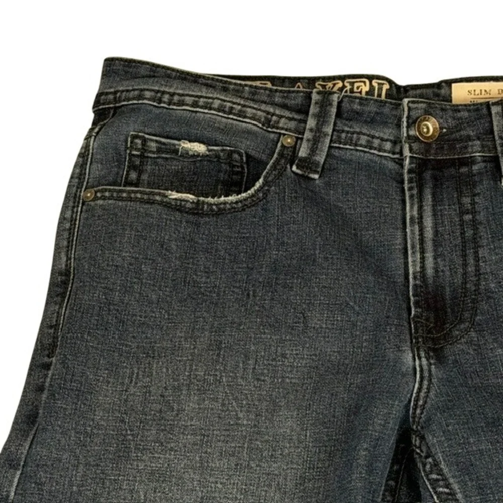 TK Axel Slim Boot Jeans Mens 34x32 Medium Wash Blue Stretch Embroidered Pockets
